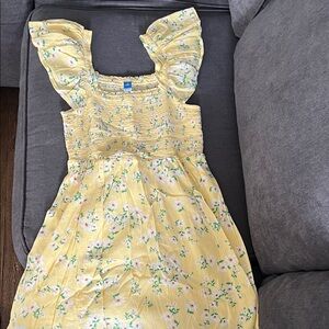 Old Navy Yellow Floral Smocked Sundress with Flutter Sleeves